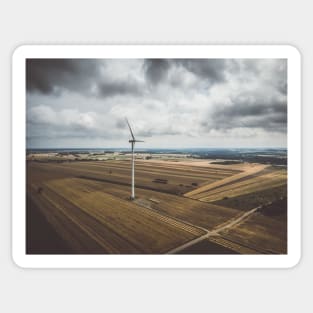 Aerial view of windmill against cloudy sky Sticker